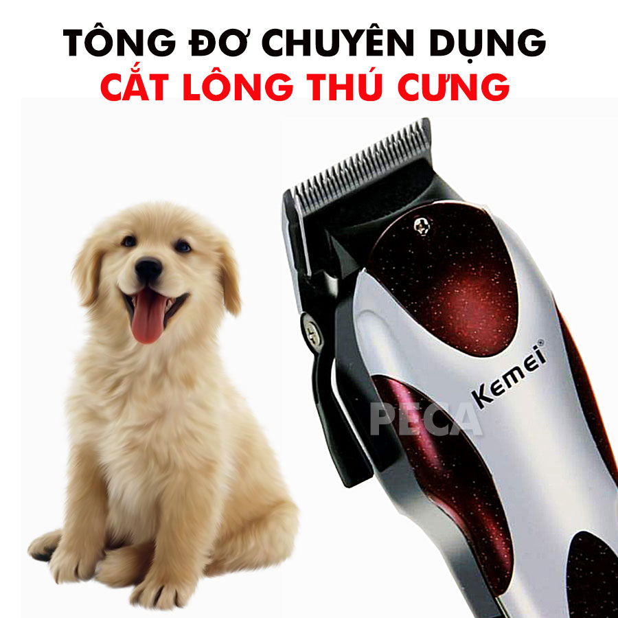 Tông đơ cắt tóc cắm điện trực tiếp Kemei KM-8856 máy khỏe công suất mạnh 12W có thanh giảm điều chỉnh tốc độ tông cắt lông thú cưng chó mèo