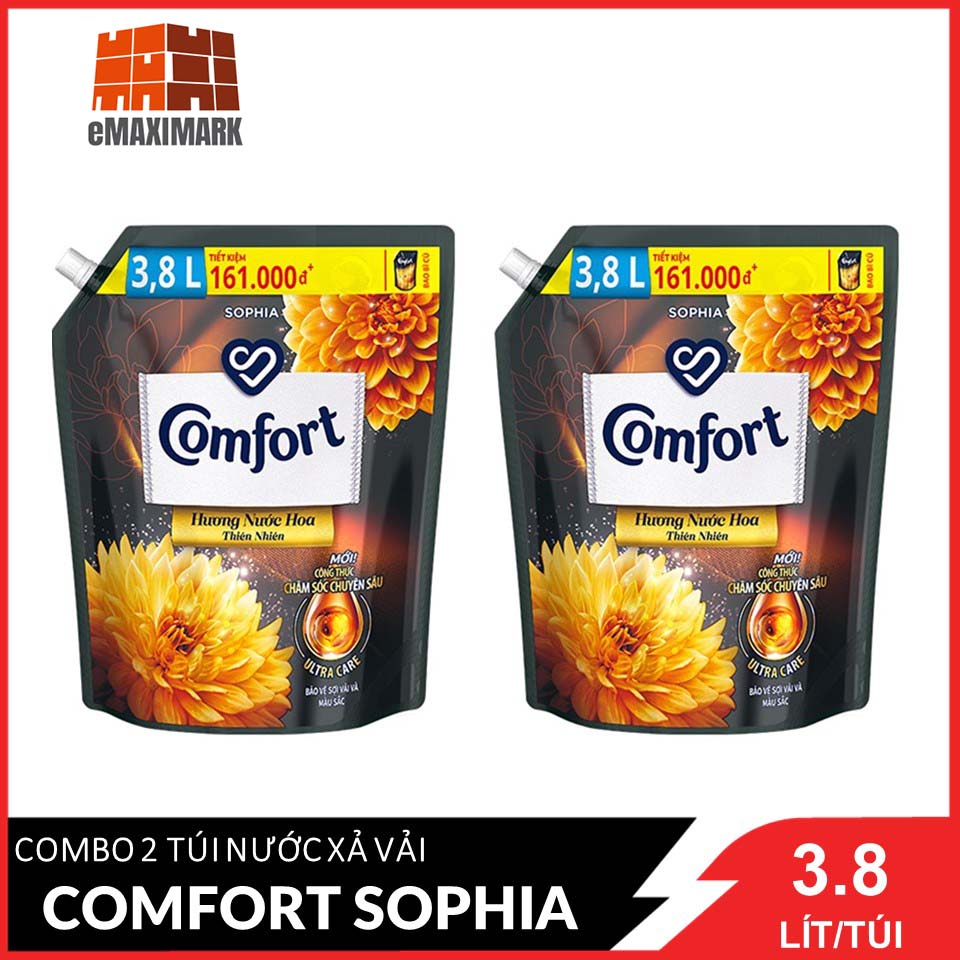 Combo 2 túi nước xả vải Comfort Nước hoa Sophia khổng lồ 3.8LX2