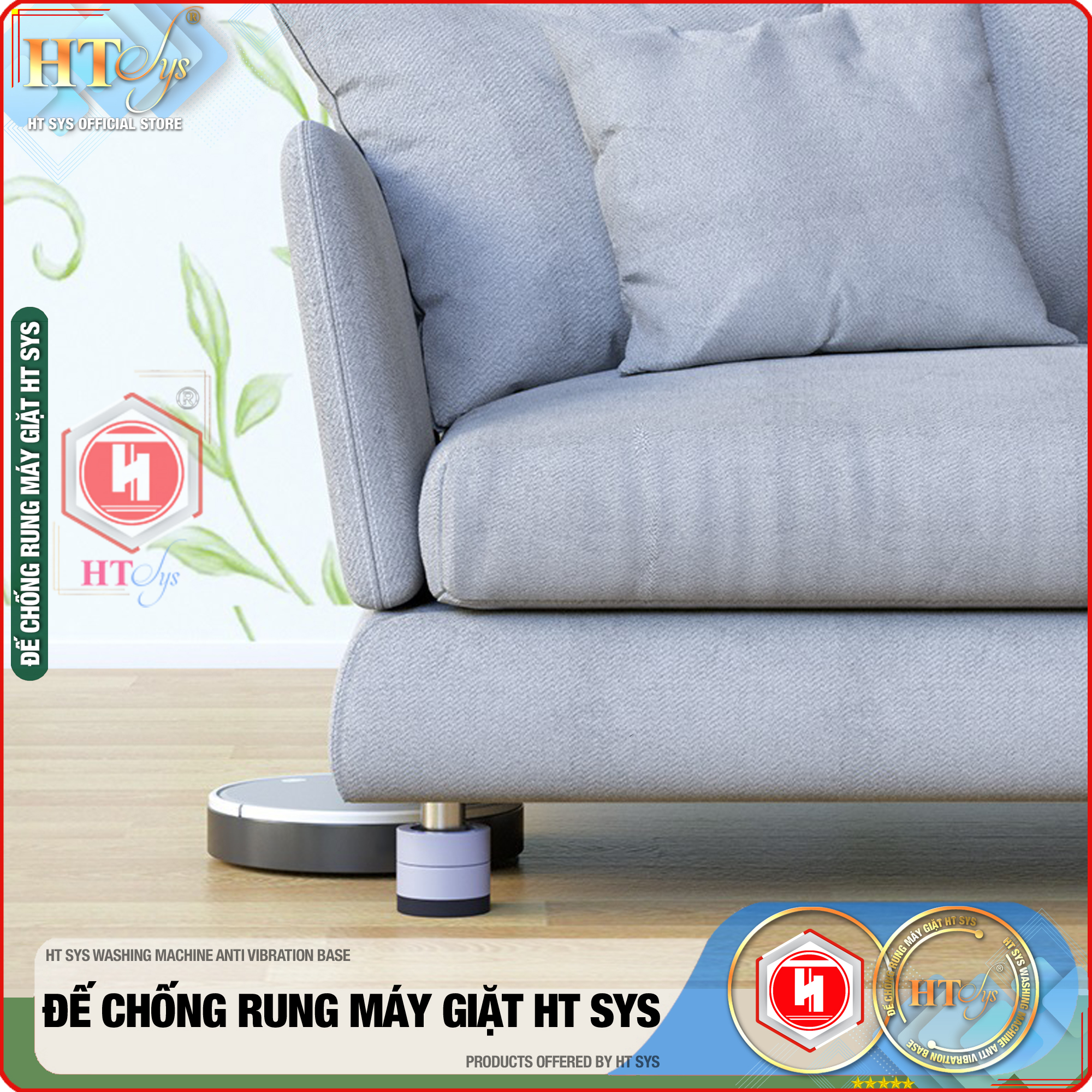 Đế Chống Rung Máy Giặt HT SYS - Chất Liệu TPU và PP Cao Cấp - Đế Chống Rung, Chống Ồn, Chống Trơn Trượt - Hàng Chính Hãng