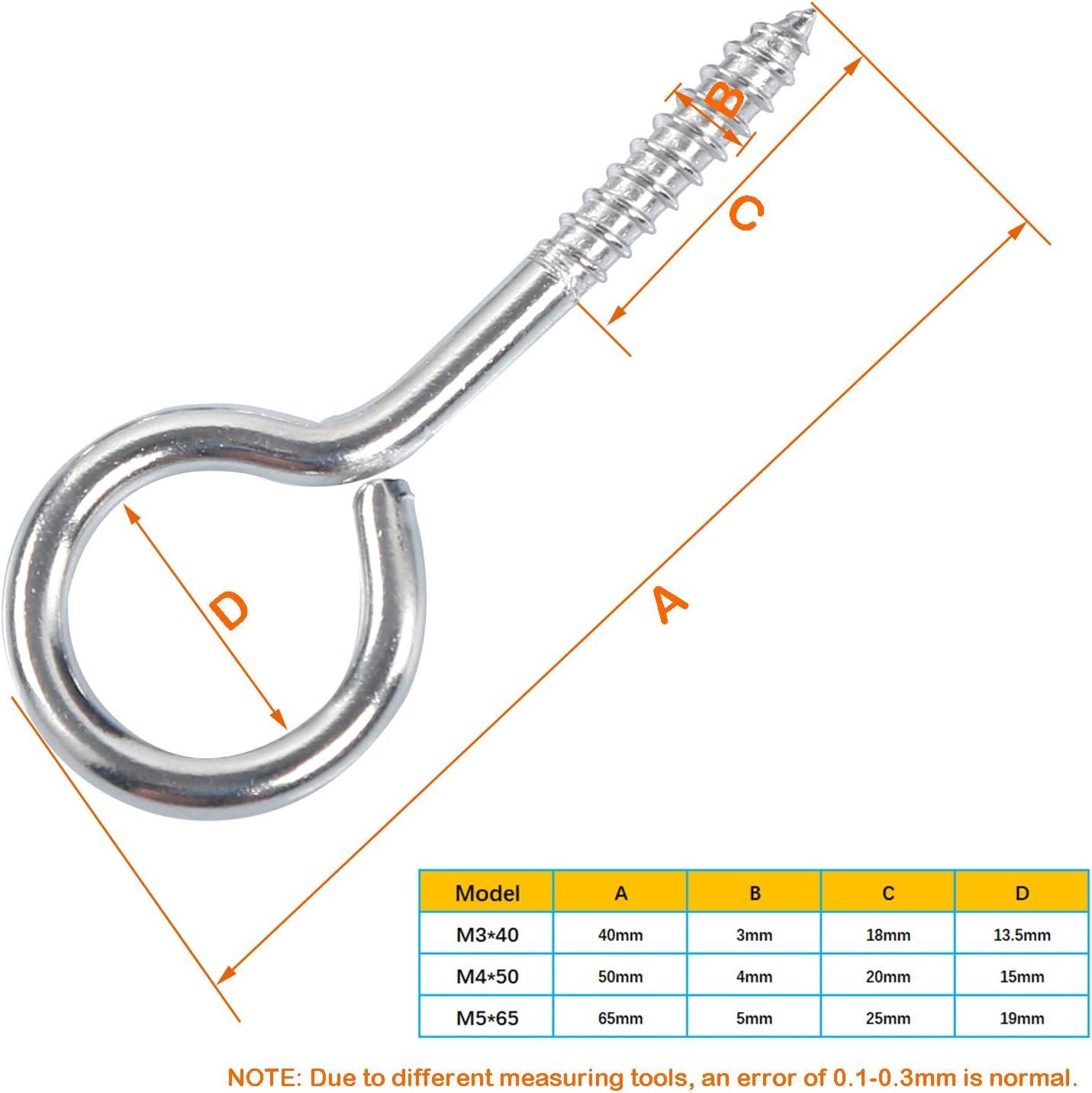 M5 * 65 Eyebolt Vòng Vít Thép Không Gỉ 304 Vít Mắt Cừu Vòng Tự Khai Thác Vòng Mắt Với Dây Giá Đỡ Khóa Chốt 10 Chiếc