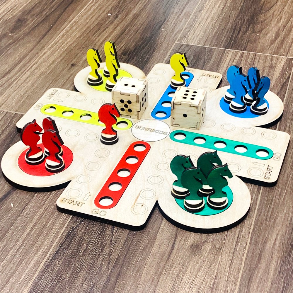 Đồ Chơi Gỗ Board Game Đua Ngựa, Bộ Cá Ngựa Tứ Mã Phiêm Bản Mới Nhất 2021 Kèm Xúc Xắc Xí Ngầu Dành Cho Mọi Lứa Tuổi