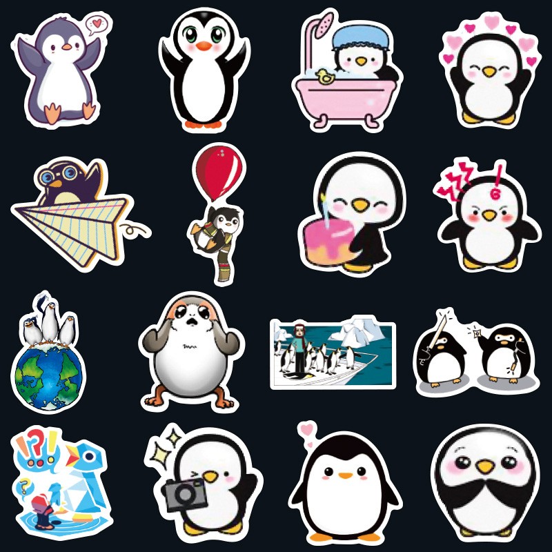 Sticker 50 miếng hình dán Cute Penguin