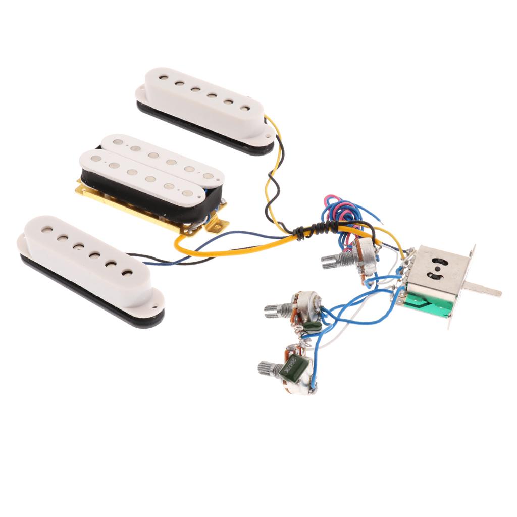 Prewired 6 String Guitar Single Coil Pickup Humbucker Pickup 3 Way Toggle Switch with Volume&Tone Control Knobs