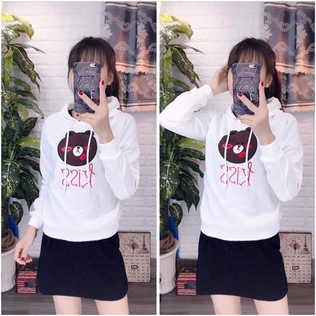 Áo hoodie nữ in hình gấu trúc