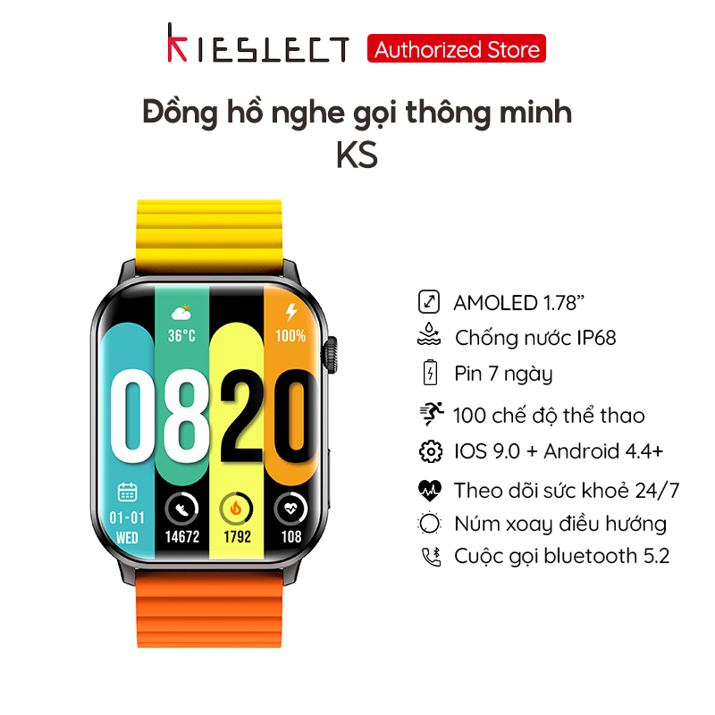 Đồng hồ thông minh Kieslect KS | 1.78 inch | Ultra AMOLED | 330mAh | Nghe gọi trực tiếp - Hàng Chính Hãng