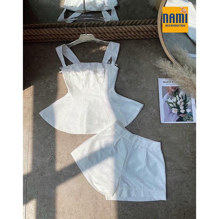 Set Áo Peplum Đính Nơ Kèm Quần Short Tapta Dễ Thương Xinh Xắn - ATNU020