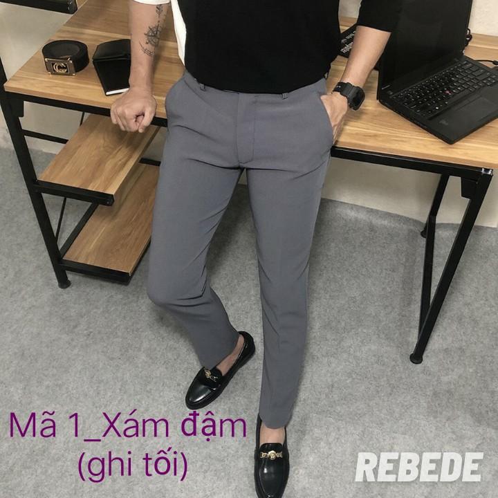 Quần tây âu nam dáng ôm ống côn vải chống nhăn cao cấp không bai không xù