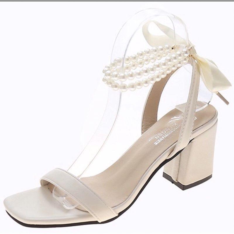 Giày xăng đan cao gót phối ngọc size lớn 40 41 42 43 big size sandal ngoại cỡ thời trang sang chảnh CAO CẤP