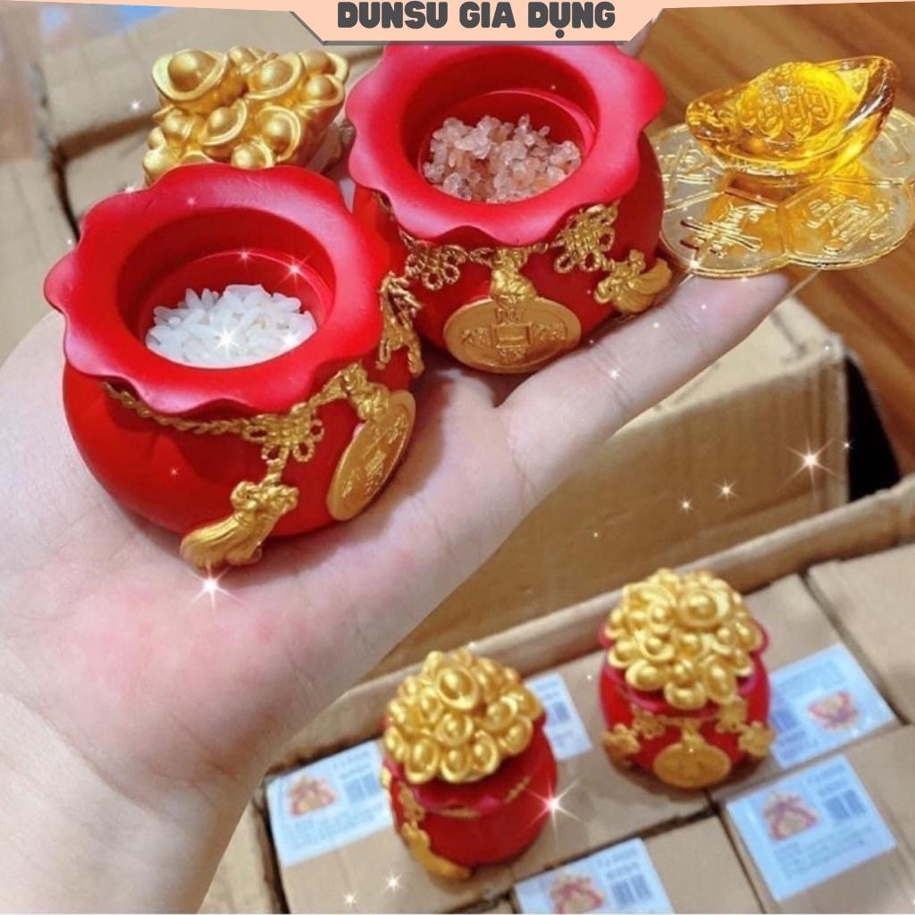 Hũ đựng muối gạo tài lộc, túi thần tài may mắn để ban thờ trang trí nhà cửa, chum vàng chiêu thần tài