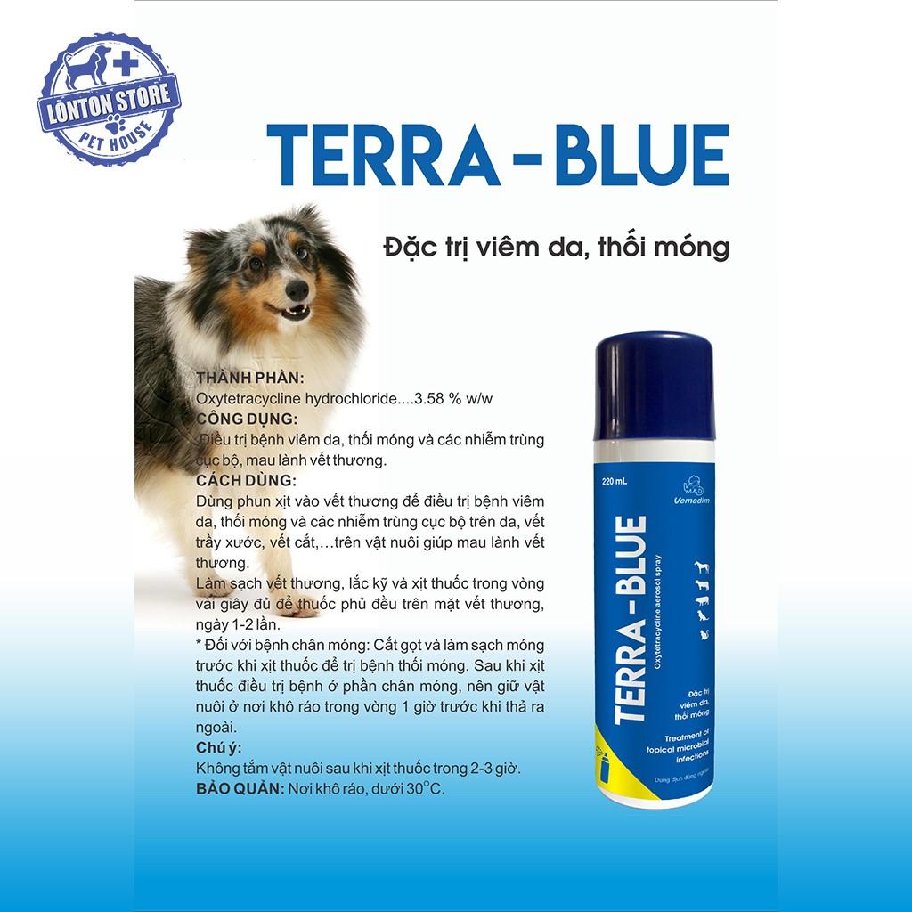 Terra Blue - Xịt Xát Khuẩn Vết Thương, Vết Mổ Chống Viêm Da, Nhiễm Trùng Vết Thương,200ml