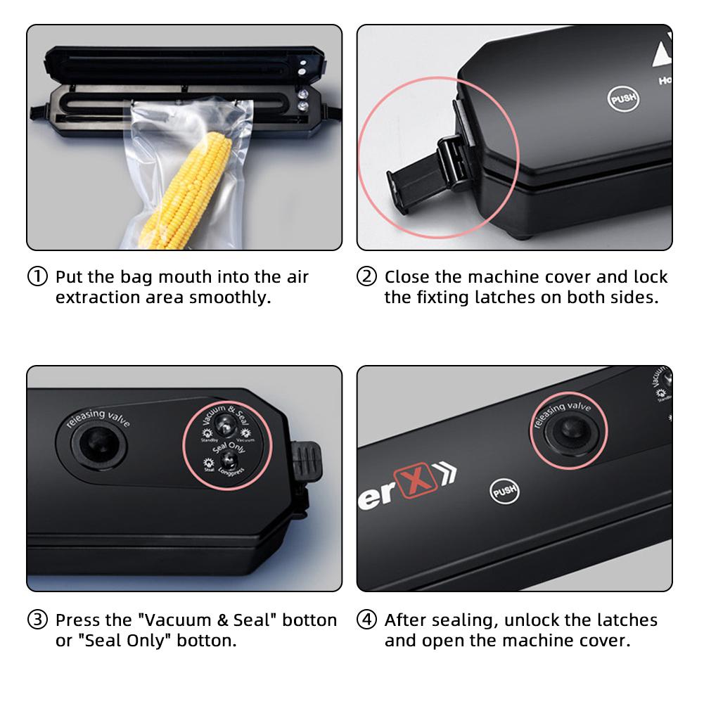 Vacuum Sealer Machine Automatic Food Saver Household Vacuum packaging Machine Compact Design Preservation with Bags