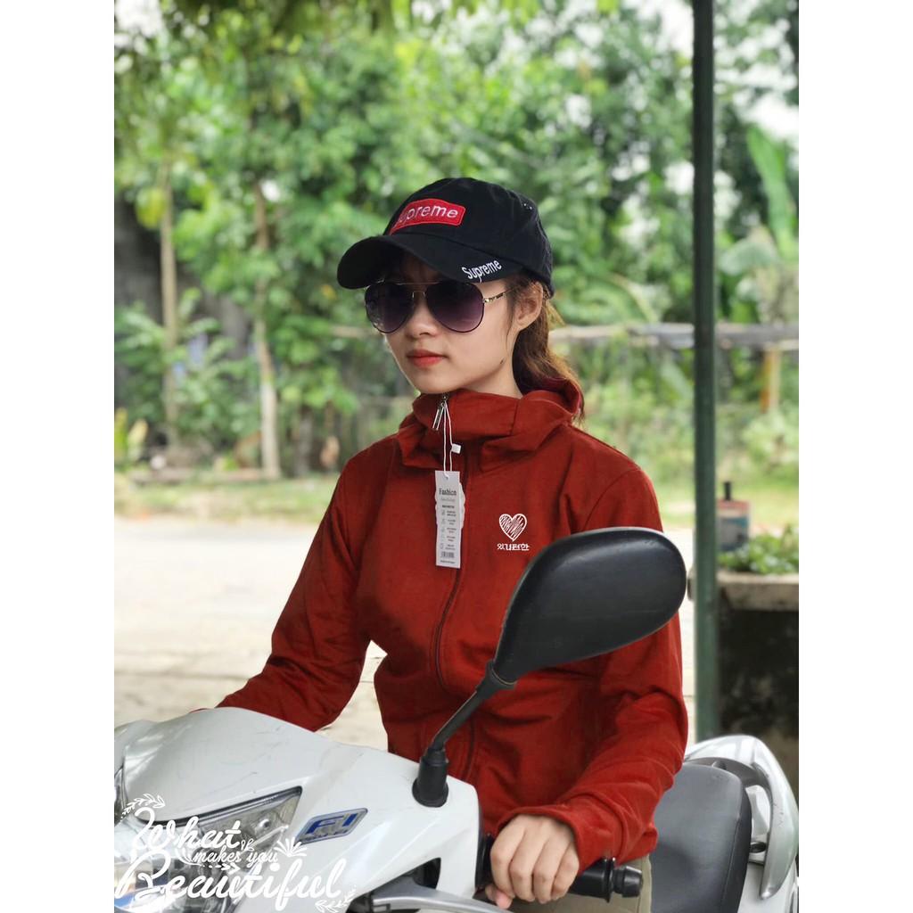 Áo khoác nỉ chống nắng nữ thêu trái tim CX_T