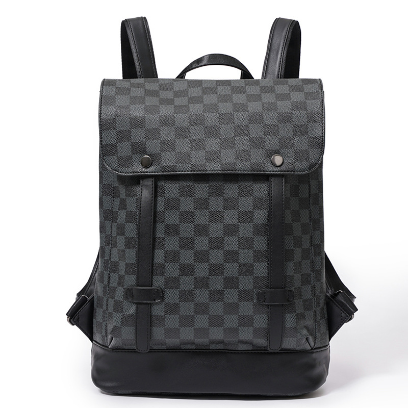 Large-capacity plaid backpack multi-function computer backpack