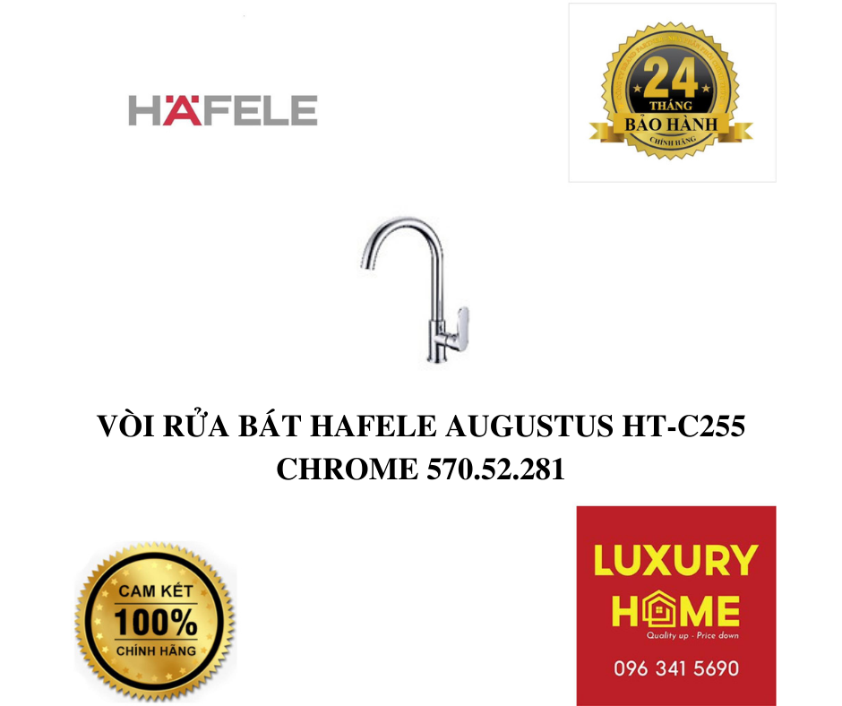 VÒI RỬA BÁT HAFELE AUGUSTUS HT-C255 CHROME 570.52.281- Hàng chính hãng