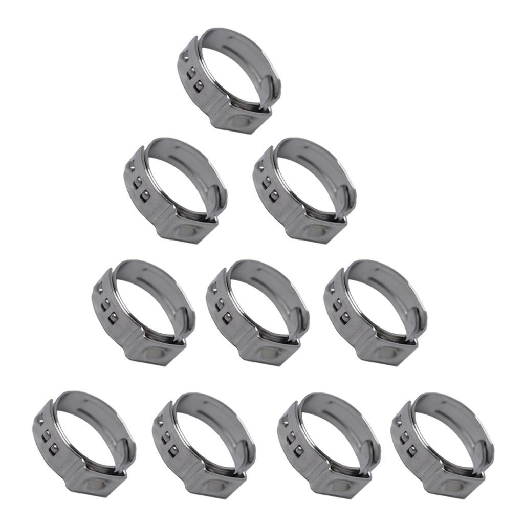 2-3pack 10 Pieces Stainless Steel Single Ear Clamps Hydraulic Hose 10 x