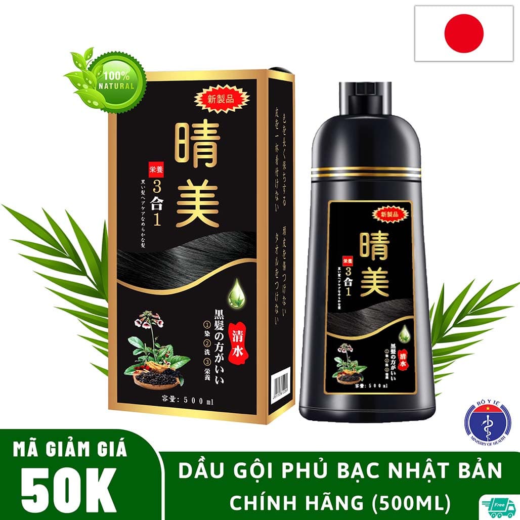 [CHÍNH HÃNG] Dầu Gội Nhuộm Tóc KOMI Nhật Bản Phủ Bạc Nhân Sâm 500ml, Nhuộm Tóc Đen, Nâu Tóc Từ Lần Gội Đầu Tiên, 100% Thảo Dược Thiên Nhiên - CHÍNH HÃNG KRUSH