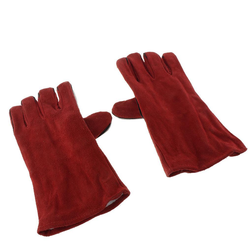 33cm Long Cowhide Welding Protective Gloves Hand Cover, provides good mix of durability, dexterity, abrasion resistance