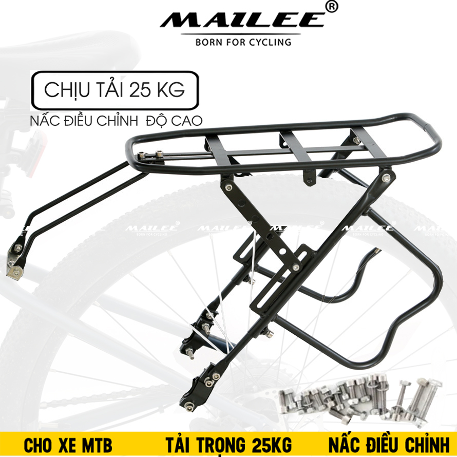 Baga sau xe đạp MTB đa năng BG-102, điều chỉnh được giá đỡ hàng phía sau hành lý cho xe đạp MTB 20-29 inch, chất liệu thép, tải trọng 25kg - Mai Lee