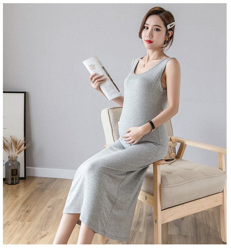 Đầm bầu chất cotton sát nách dáng dài db17