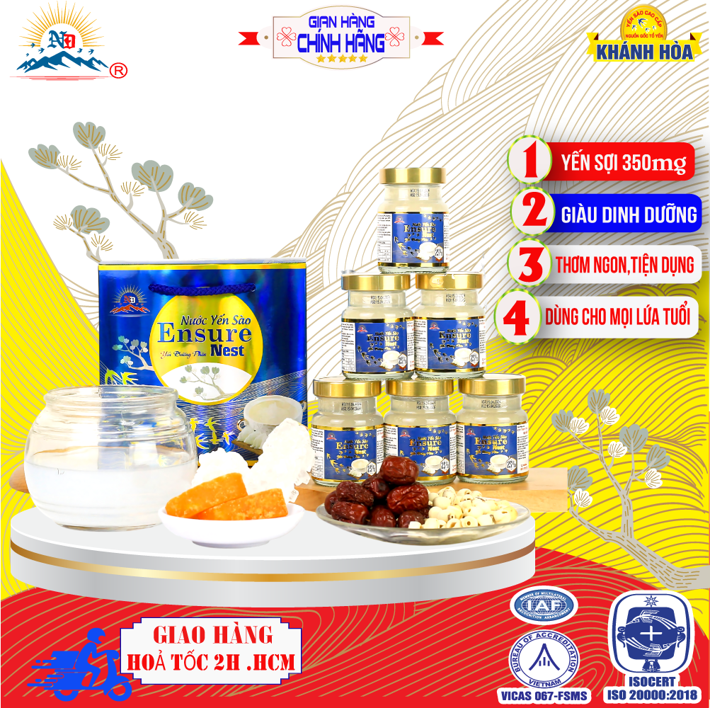 Yến Chưng Tam Vị Ensure Nest với 350mg Yến Gốc Khánh Hoà ( lốc 6 hủ /70ml )