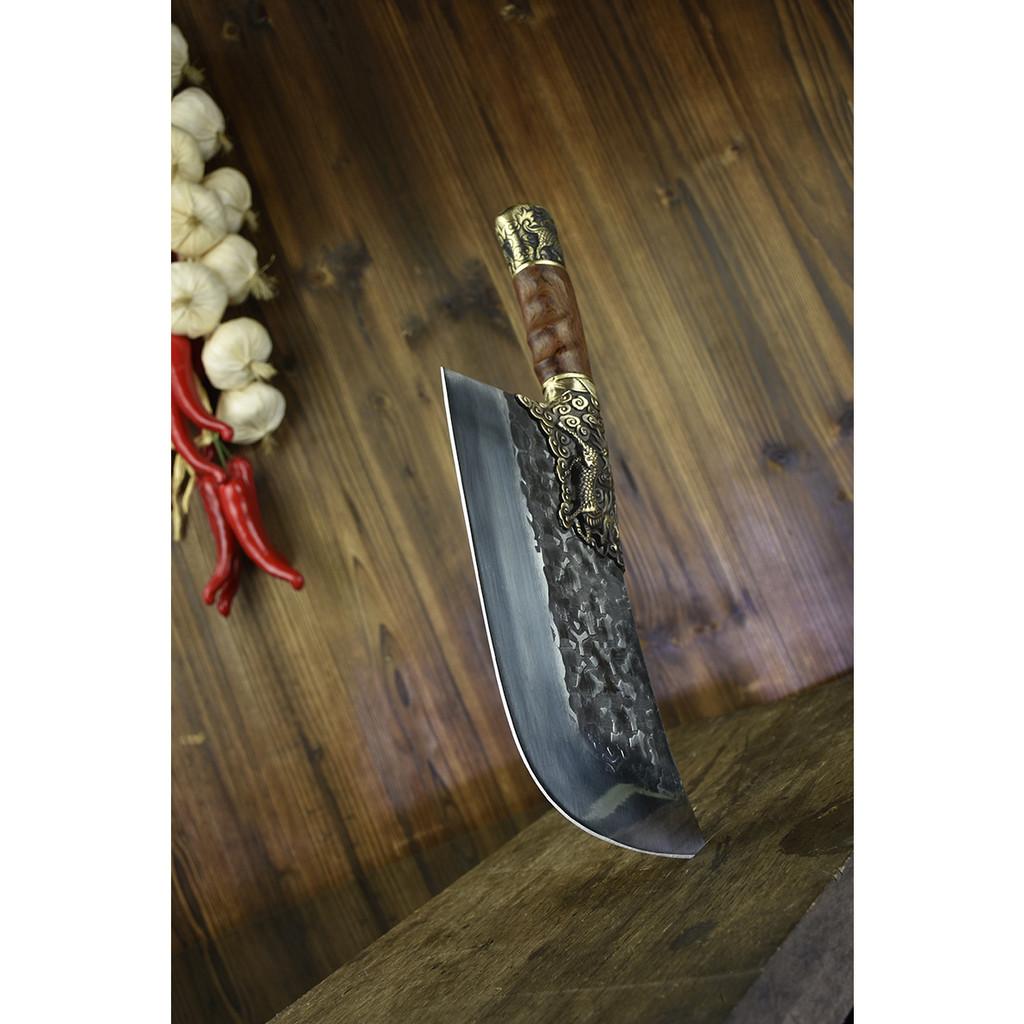 Dao bếp thái lọc,chặt gà không rỉ cao cấp, mặt dao hoa văn phong thủy,khâu đồng - D6 DT149 TC