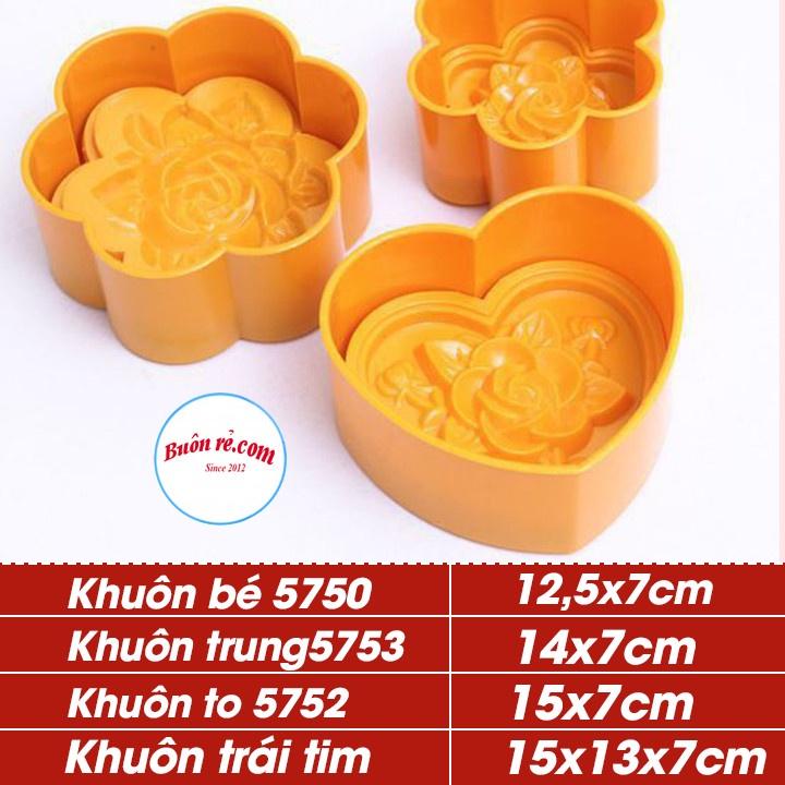 Khuôn xôi hình hoa hồng, hình trái tim (5750/5753/5752/5763) Việt Nhật đủ size, Khuôn làm xôi, bánh trung thu -br01406