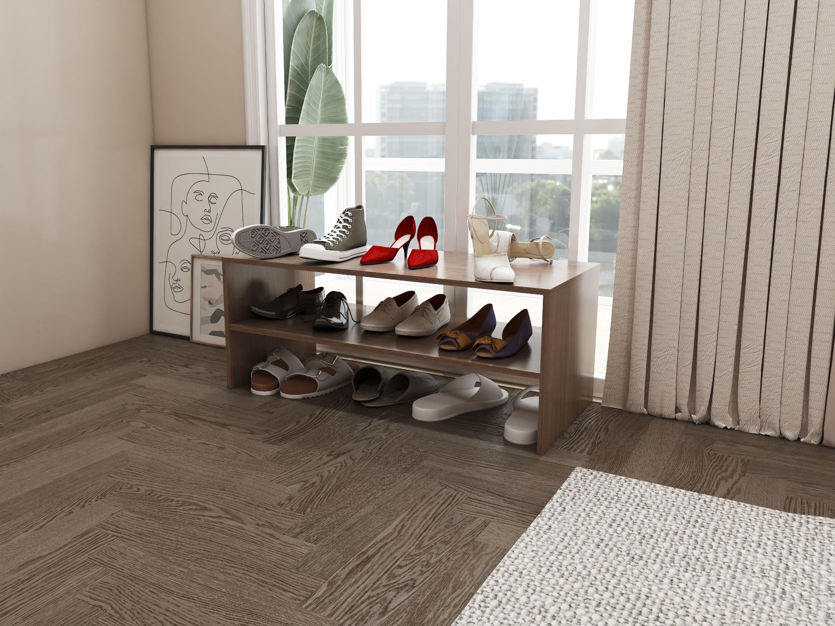 KỆ ĐỰNG GIÀY DÉP GỖ AN CƯỜNG ĐÁNH BÓNG PHỦ MELAMINE CHỐNG ẨM, CHỐNG TRẦY XƯỚC DẠNG 2 TẦNG - 3703 - NỘI THẤT JY