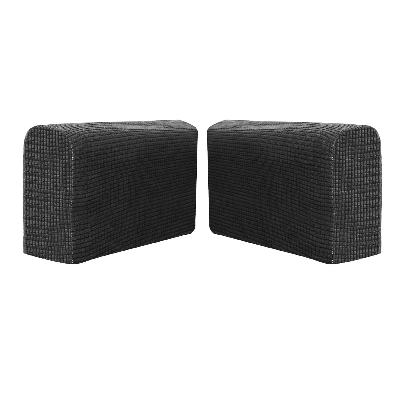 2pcs Sofa Armrest Cover Jacquard Elastic Slipcover Furniture Protector black