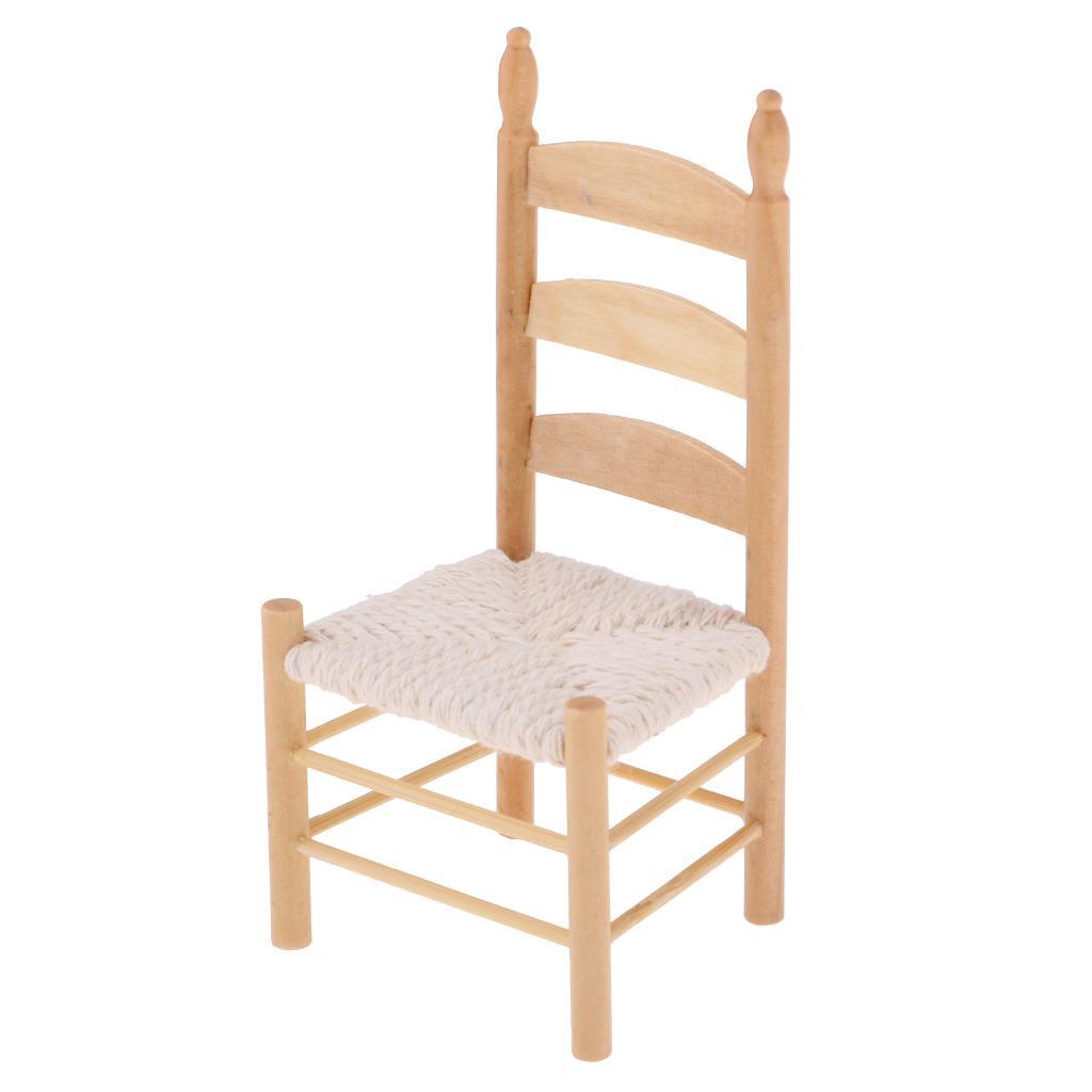 1/12 Miniature Furniture Wooden Chair For Dolls House Dining Room Accs