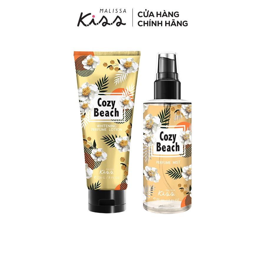 Bộ Đôi Hoàn Hảo Malissa Kiss Body Lotion &amp; Body Mist hương Cozy Beach 226G