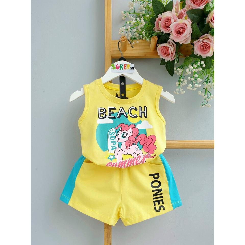 Bộ Quần Áo Trẻ Em, Bộ Ba Lỗ In Hình Ngựa Pony Cho Bé Size Từ 8-18KG