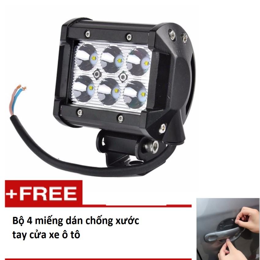 Đèn led trợ sáng C6 18w (sáng trắng) 206362 tặng  bộ 4 miếng dán chống xước tay cửa xe ô tô TL 239