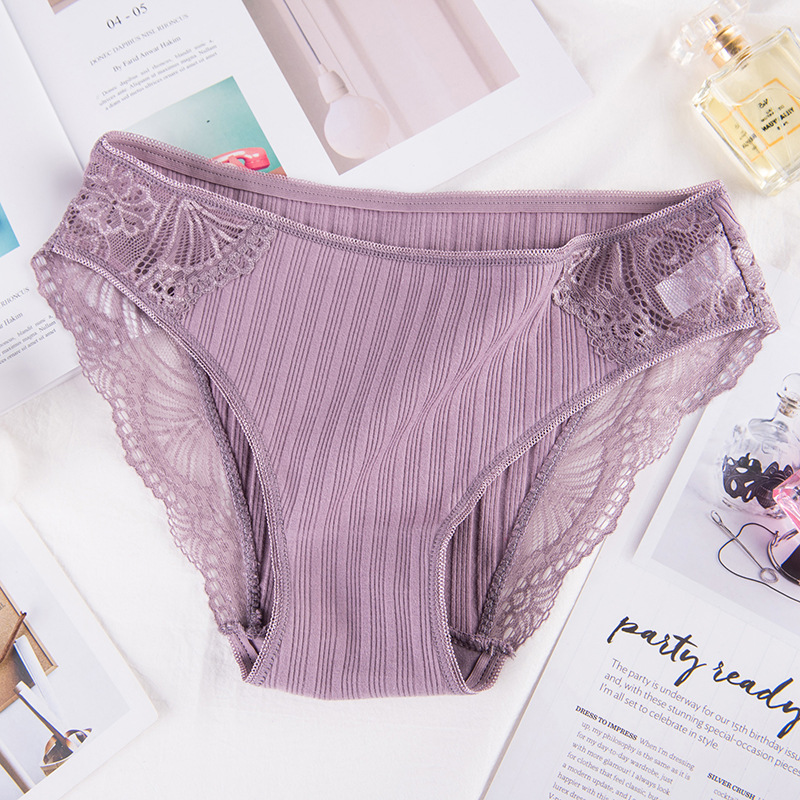 COMBO 5 QUẦN LÓT NỮ COTTON GÂN TĂM PHỐI REN 8908