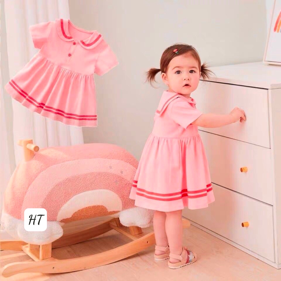 VÁY HỒNG CỔ SEN CHO BÉ GÁI