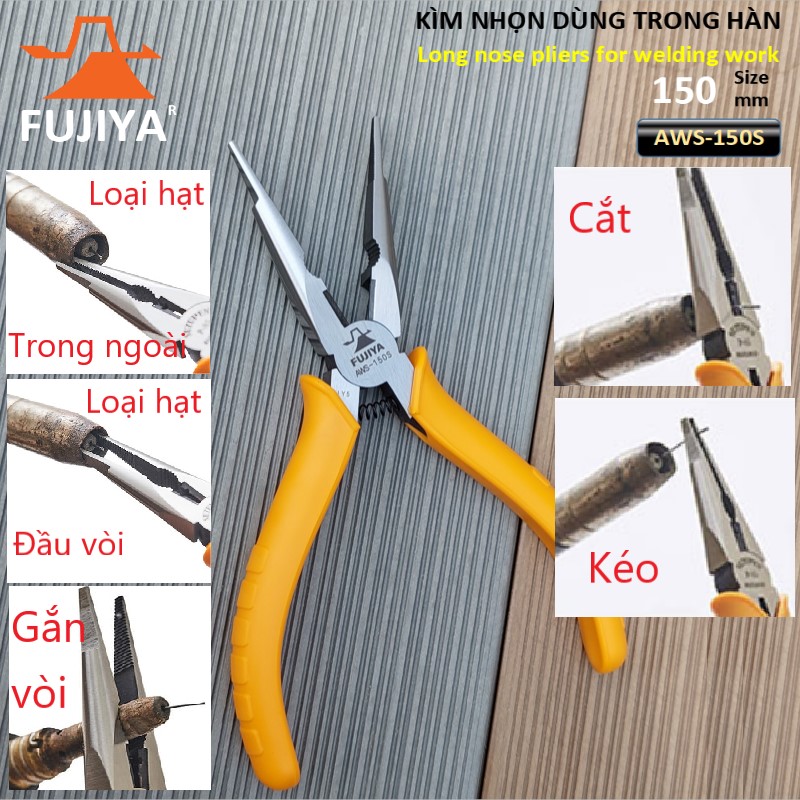 Kìm mỏ nhọn mũi thẳng dùng trong hàn xì 150mm FUJIYA AWS-150S