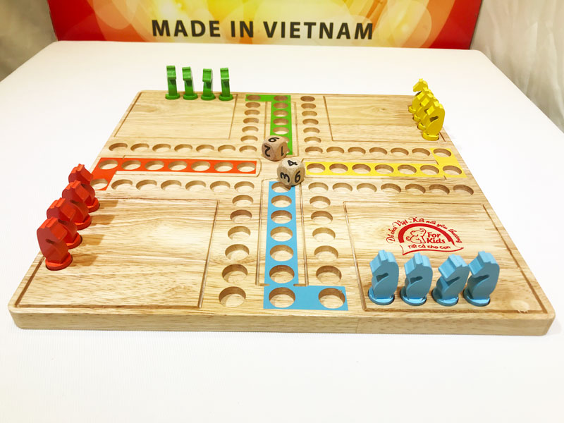 Bộ cờ tứ mã, cờ cá ngựa bằng gỗ cho mọi lứa tuổi, boardgames trí tuệ, đồ chơi gỗ trong nhà