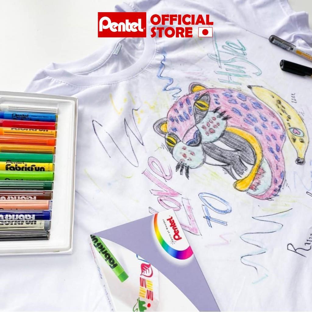 Hình ảnh Bộ 15 Màu Sáp Vẽ Lên Vải Pentel PTS-15 | An Toàn Không Độc Hại | Pentel Arts Fabric Fun PTS15