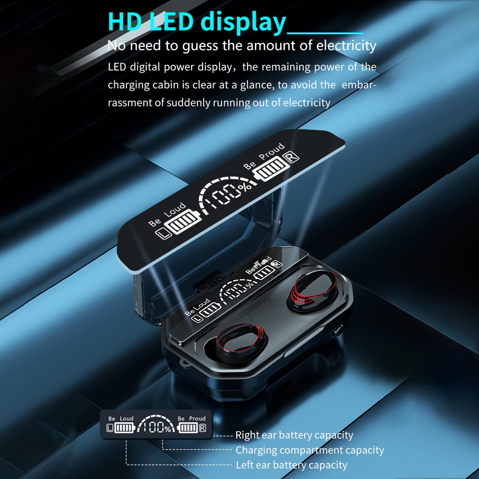 Tai nghe không dây A18 BT5.1 Tự động ghép nối Âm thanh độ trung thực cao HiFi Màn hình kỹ thuật số chống nước IPX7 có đèn pin