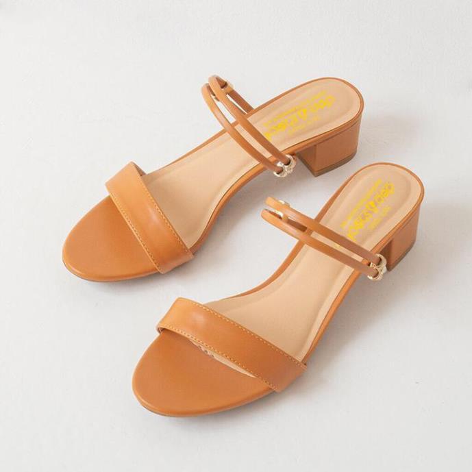 Giày sandal cao gót 3p quai ngang thời trang