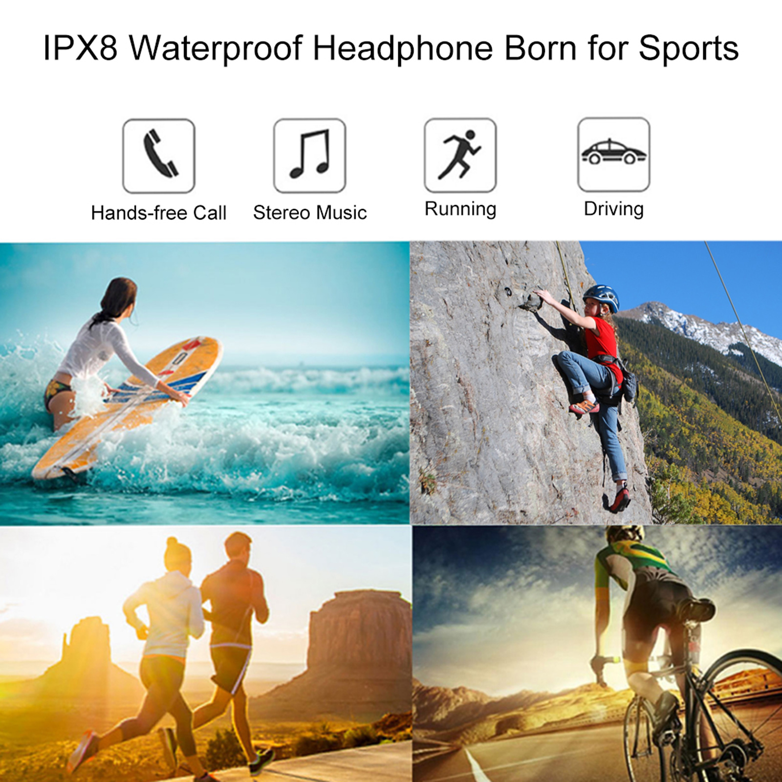 Tai Nghe Không Dây Bluetooth Chống Nước IPX8 Âm Thanh Nổi Csr Với Micrô