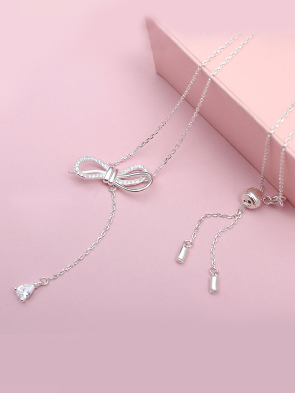 Dây chuyền hình nơ đính đá bạc JN4012 Jyme Jewelry