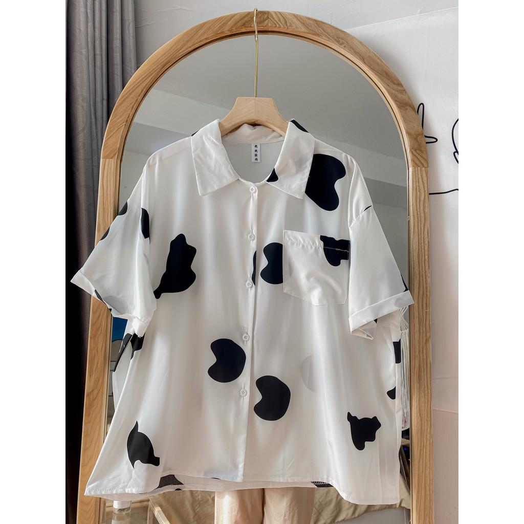 Áo sơ mi bò sữa form rộng unisex