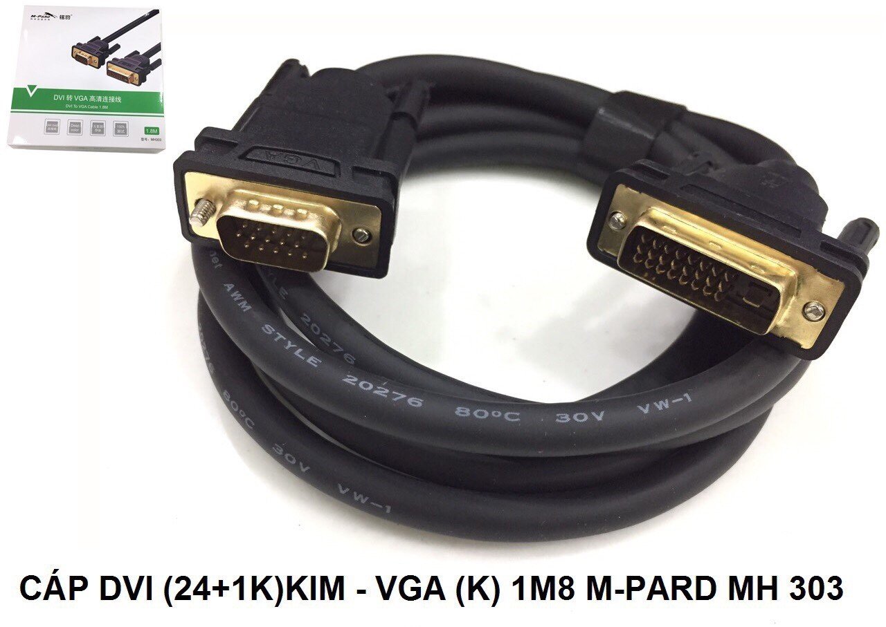 Cáp chuyển DVI (24+1) ra VGA (màn hình cổng VGA) dài 1.8m M-Pard MH303 - Hàng nhập khẩu