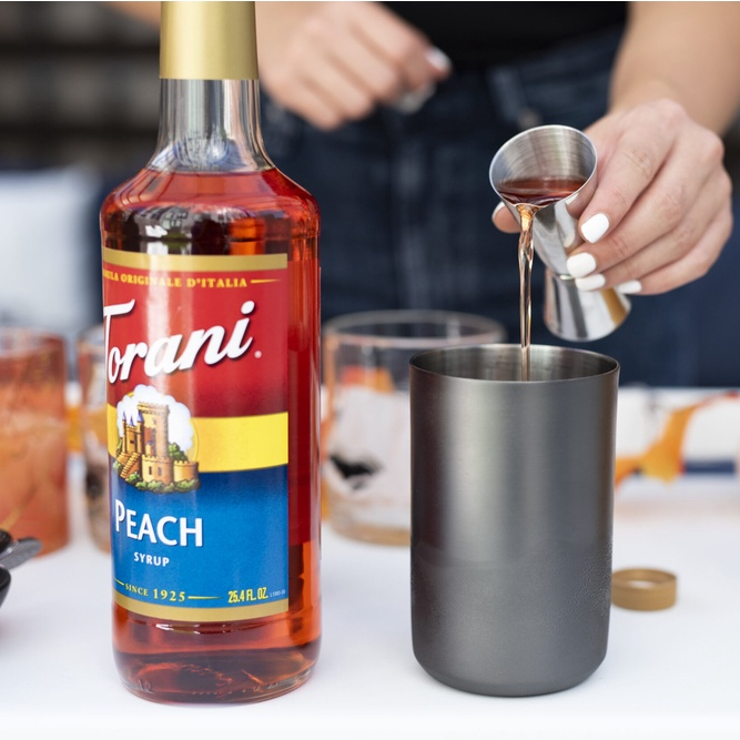 Siro Pha Chế Vị Đào Đỏ Torani Classic Peach Syrup 750ml Mỹ