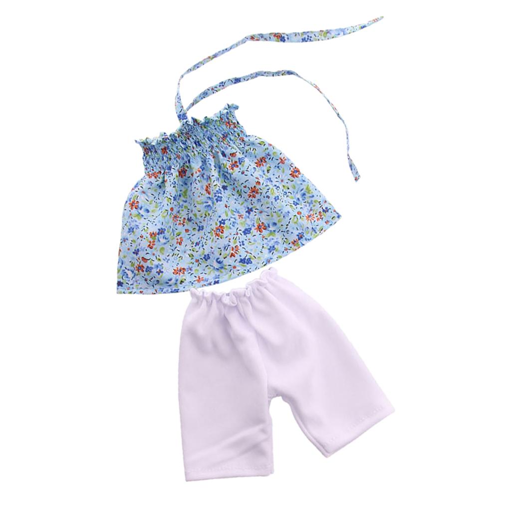 Adorable 18inch Doll Off-shoulder Floral Top Pants for AG American Doll Doll