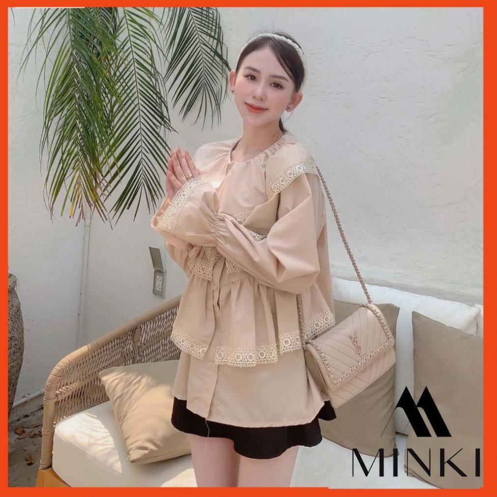 ÁO BÈO VIỀN REN LỖ TIỂU THƯ - CHẤT LIỆU THÔ PHA REN NHẬP KHẨU - MÀU NUDE VÀ TRẮNG _HOT