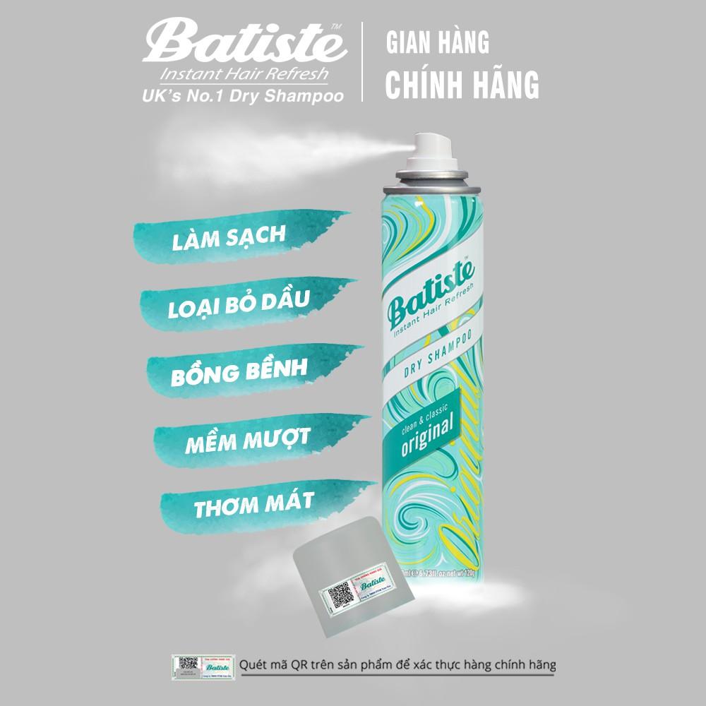 Dầu Gội Khô Hương Cổ Điển Batiste Dry Shampoo Clean &amp; Classic Original 200ml