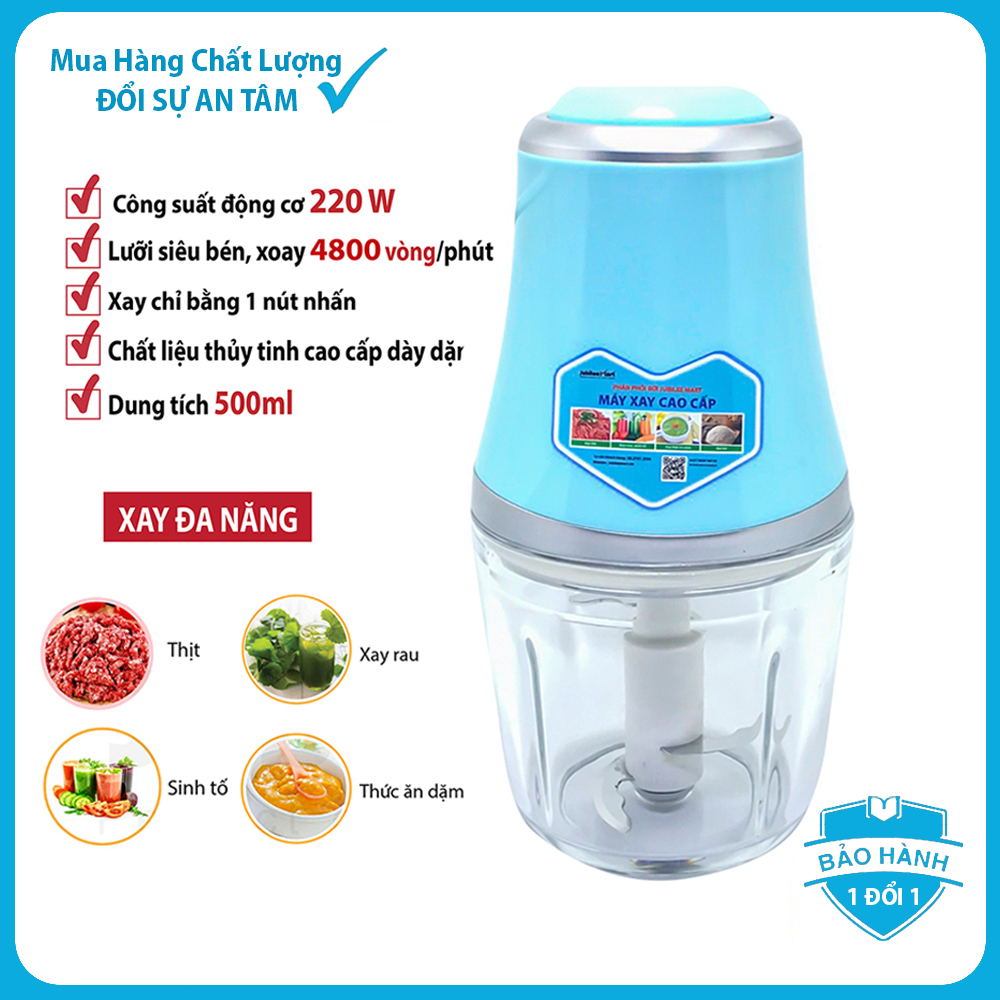 Máy Xay Sinh Tố Đa Năng Thủy Tinh Cao Cấp, Xay Đá , Xay Hạt, Xay Thịt (Xanh) - Hàng chính hãng