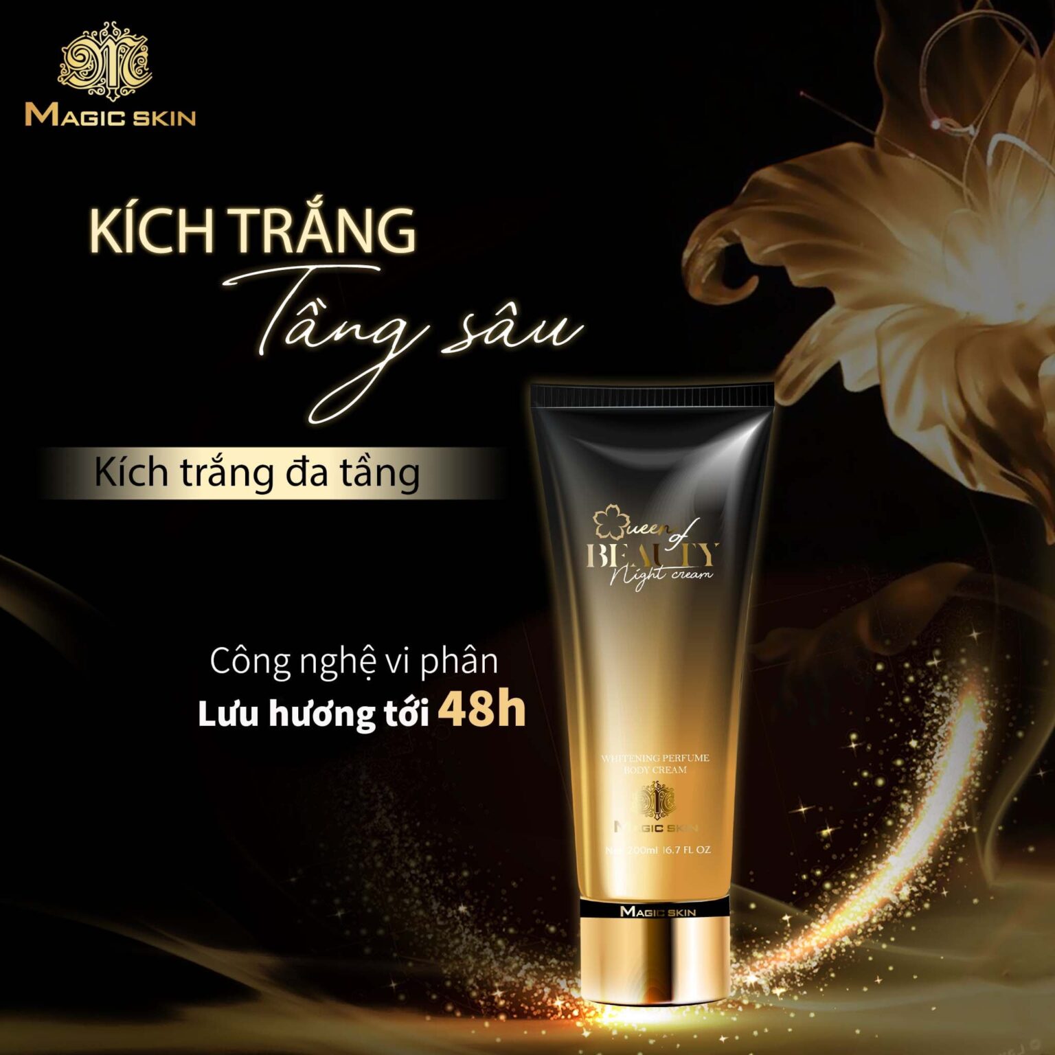 Bộ Đôi Sữa Dưỡng Truyền Trắng Nước Hoa Queen Of Beauty Magic Skin - Tái Sinh Làn Da Mới Đẹp Kiêu Sa