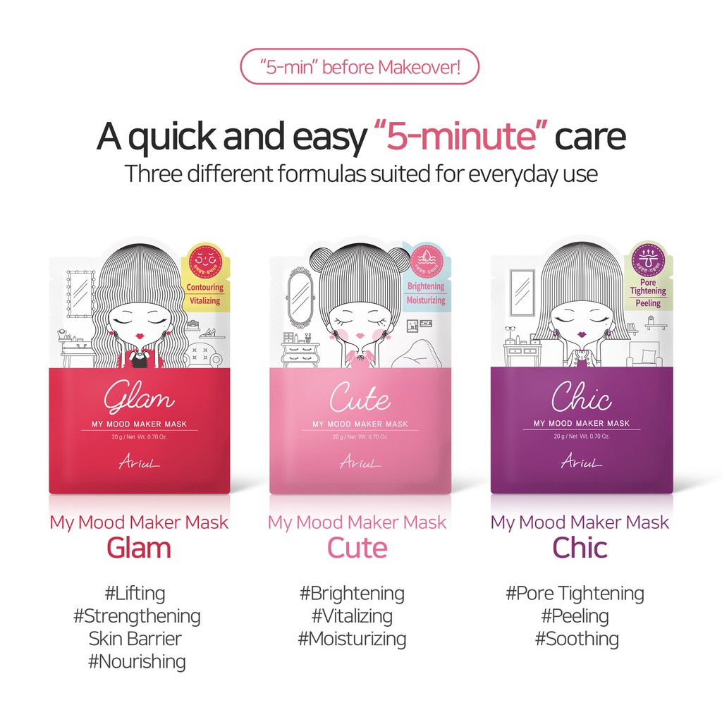 Mặt nạ Hỗ Trợ Se Khít Lỗ Chân Lông Ariul My Mood Maker Mask Chic 17g